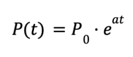 P(t) = P(0) * e^(at)